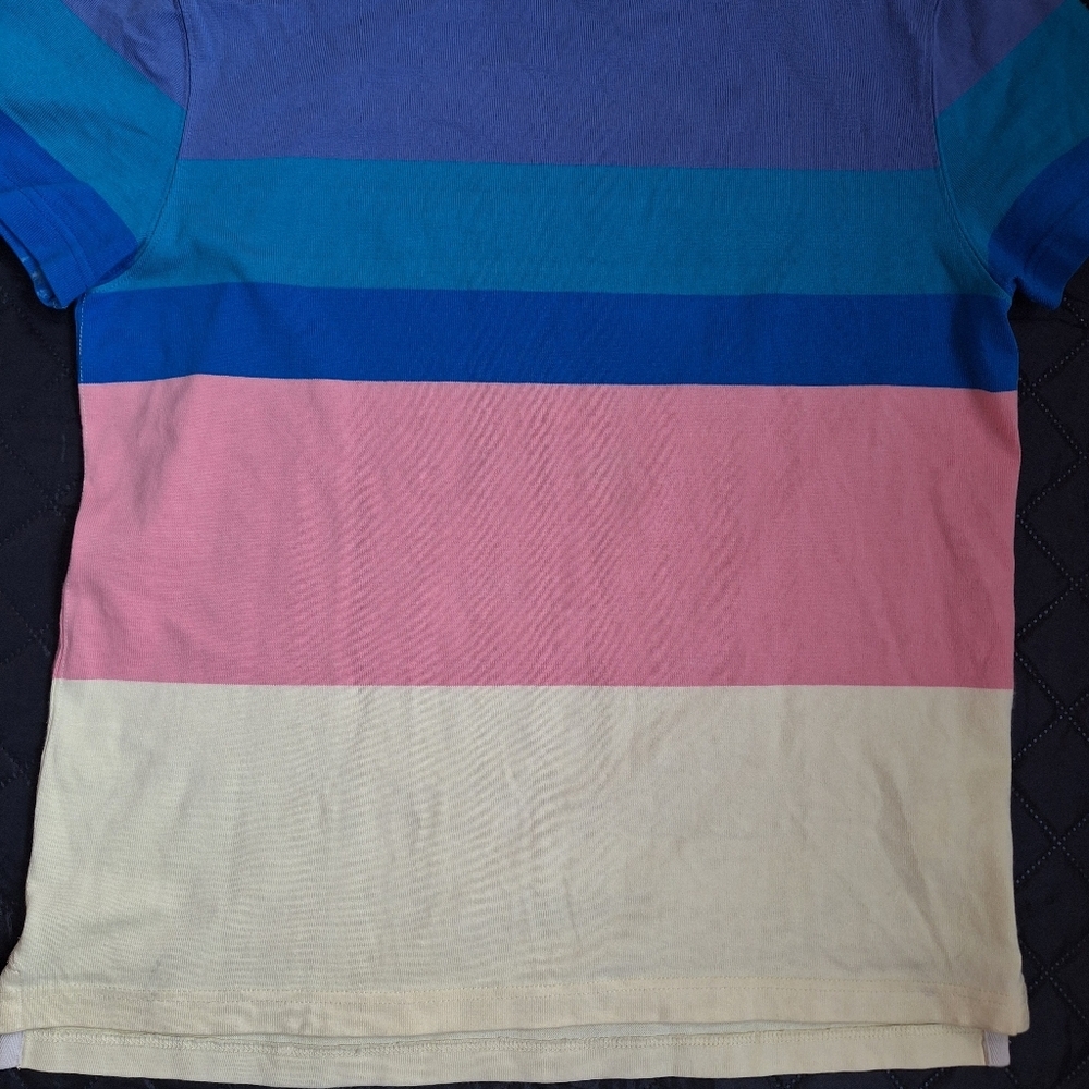 J.Crew Mens Rugby Crewneck Shirt Multistripe Short Sleeve M Medium 100% Cotton - Picture 2 of 7